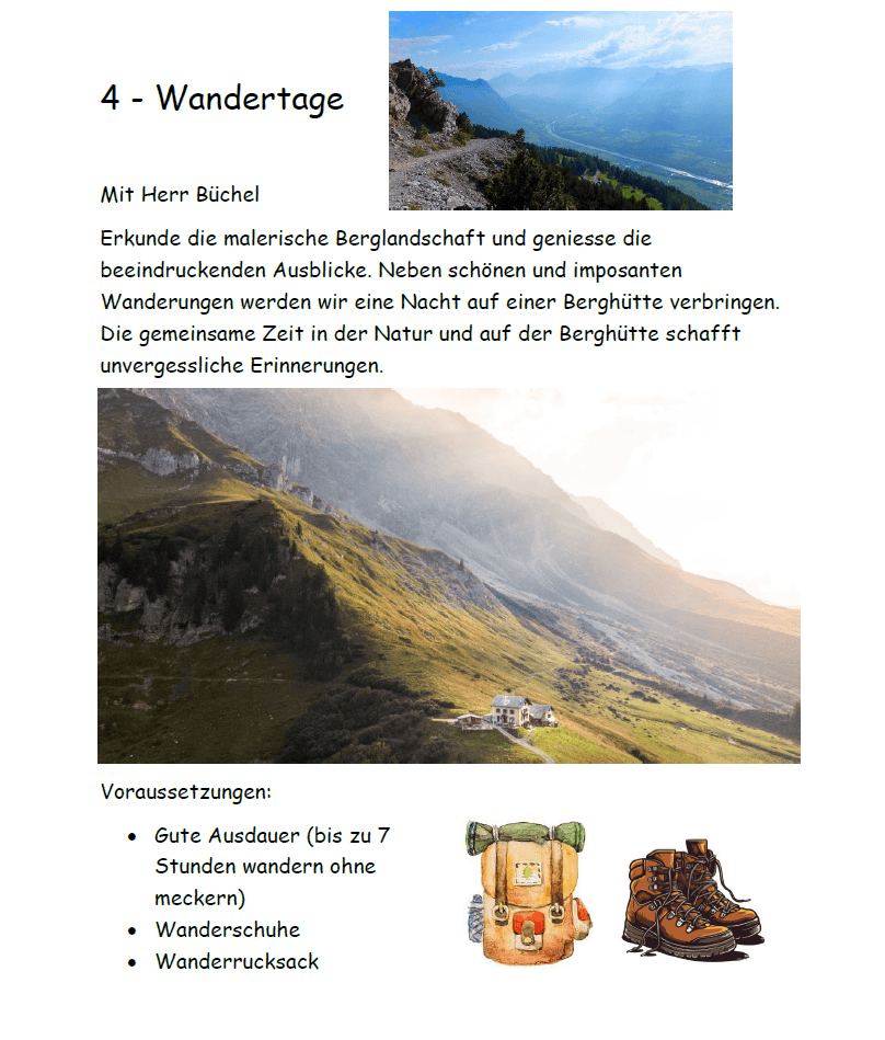 4. Wandertage